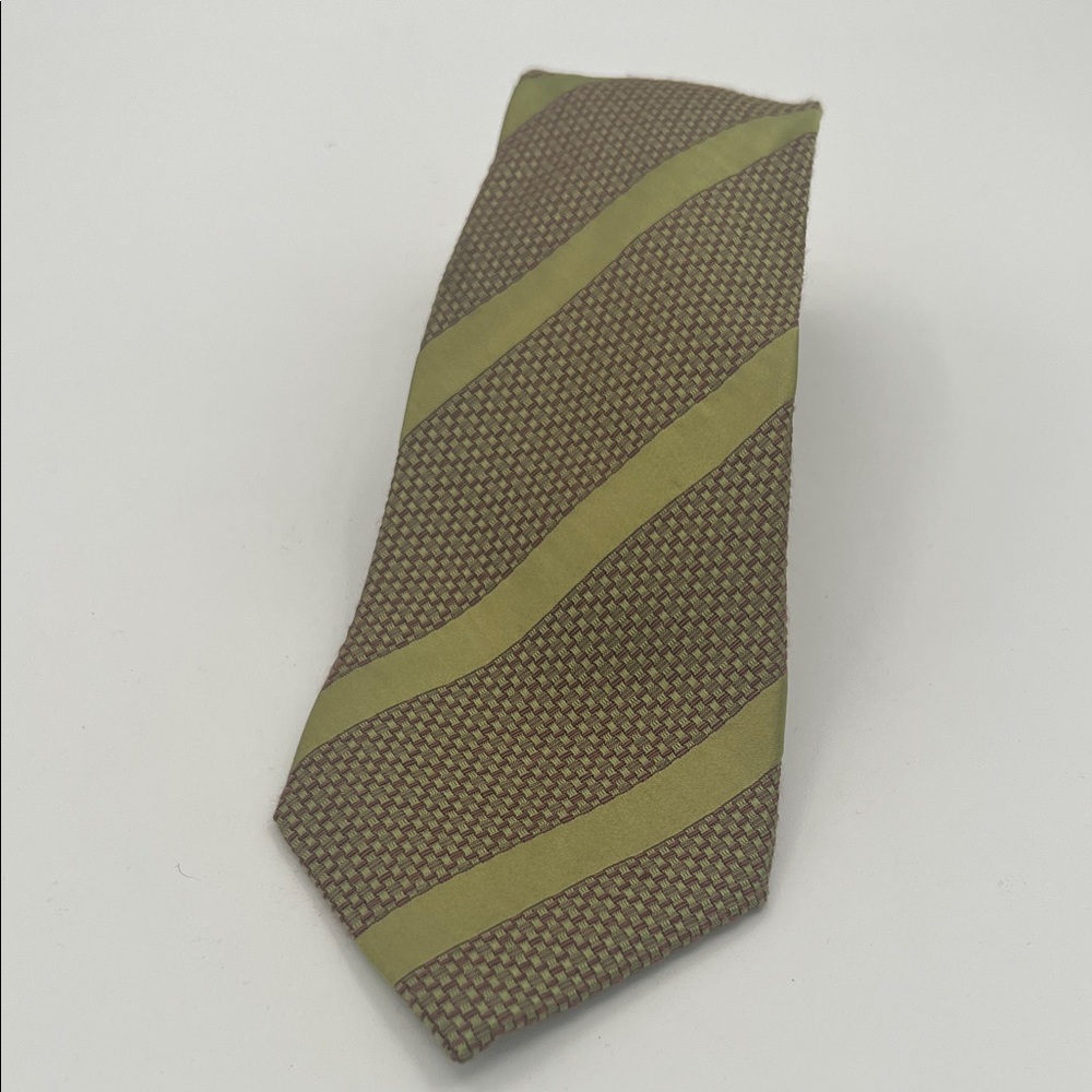 Tommy Bahama Elegant Brown and Green Striped Silk Tie